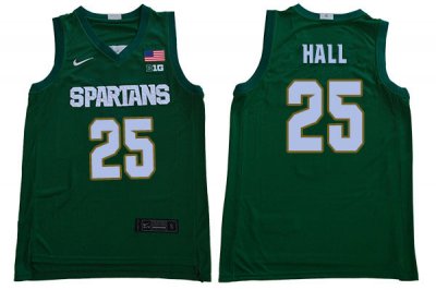 Men Malik Hall Michigan State Spartans #25 Nike NCAA Green Authentic College Stitched Basketball Jersey HT50A40KR